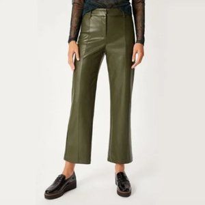 AVEC LES FILLES Faux Leather Wide Leg Crop Pants Olive Green {BB13}